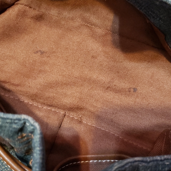 Y2K Embroidered Denim & Faux Leather Scrunch Purse - Picture 4 of 6